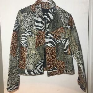 Wilson’s Maxima Women’s Leather Button Down Jacket Size L Animal Print